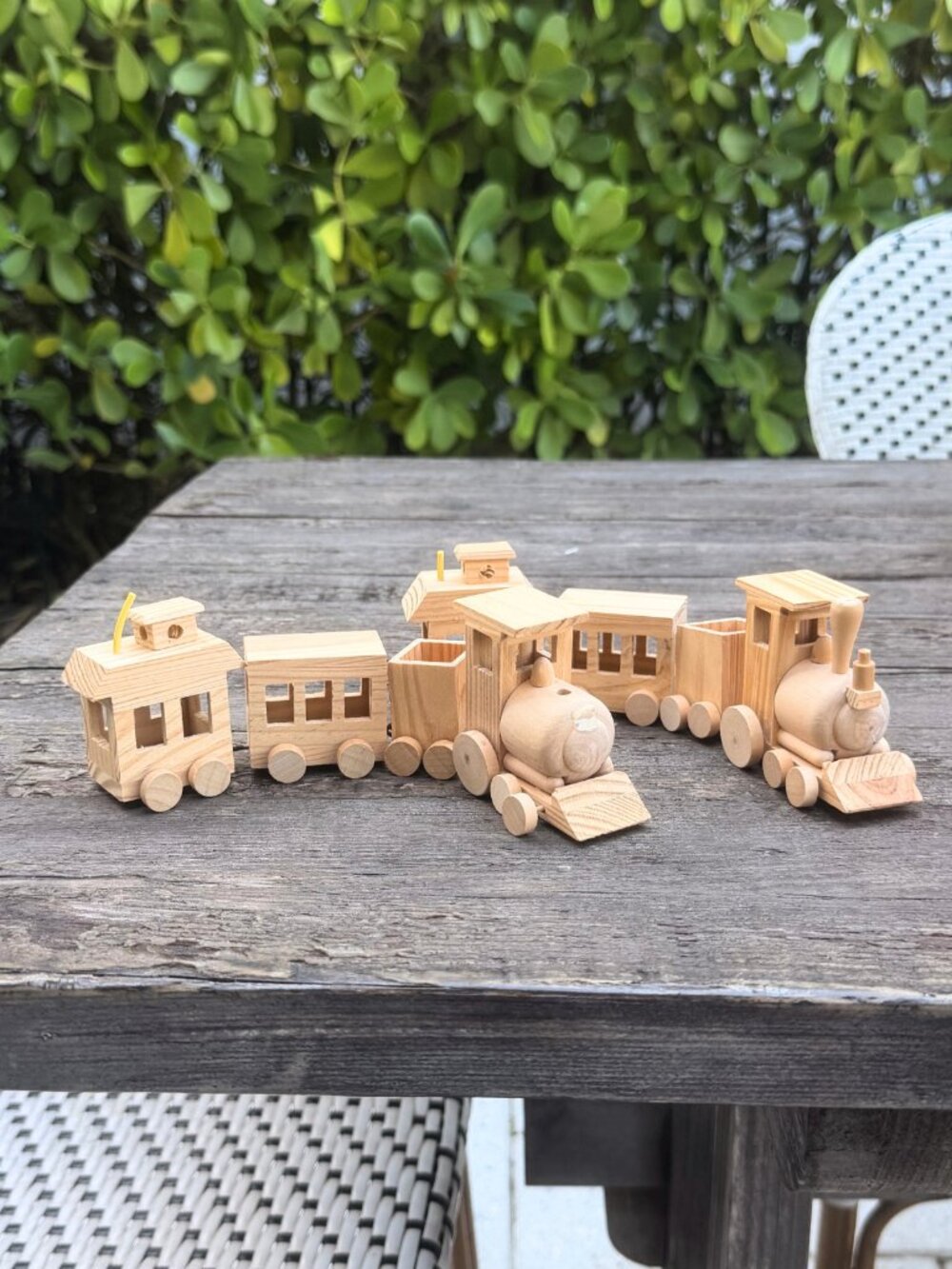 Vintage Zim's Set of 2 Wooden Toy Train Unfinished Wood Ready to Paint